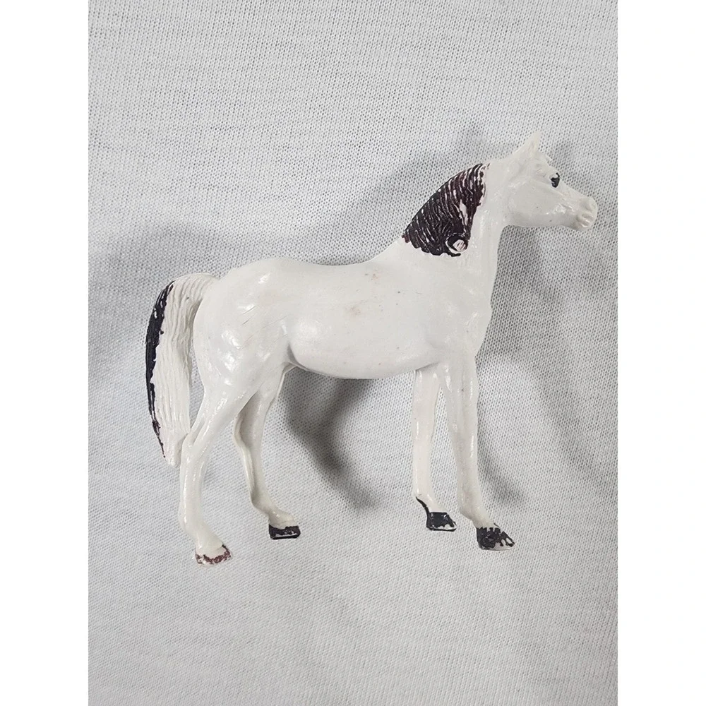 Vintage Horse Figurines Solid Molded Plastic Black White Brown Animal Toy Lot